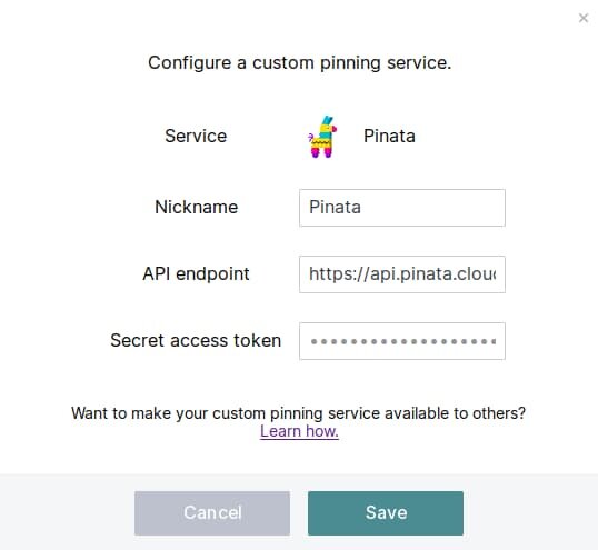 Adding Pinata in Desktop/Web UI